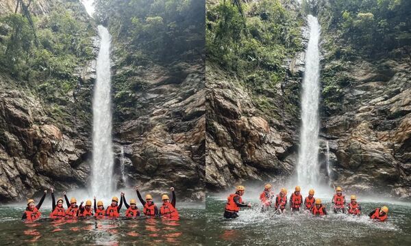 ▲▼宜蘭溯溪推薦！教練帶團南澳鹿皮溪金岳瀑布。（圖／部落客陳小可提供）