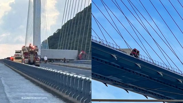 長崎跨海大橋驚傳車禍！拖車擦撞「失控衝欄杆」　駕駛離奇墜海亡