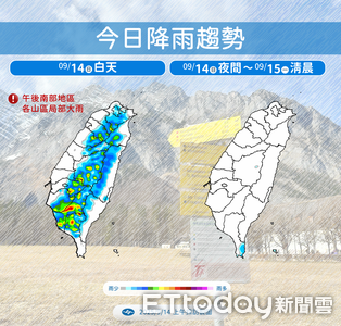 午後南部防較大雨勢　周四低壓北抬「全台水氣增」