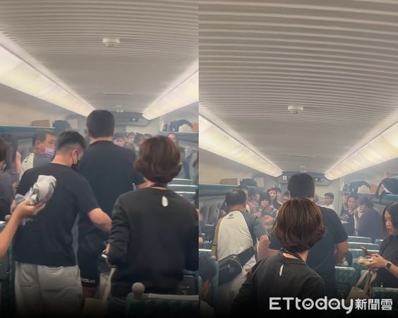 ▲高鐵681次列車傳出有乘客「行動電源自燃」，導致車廂煙霧瀰漫 。（圖／網友授權）