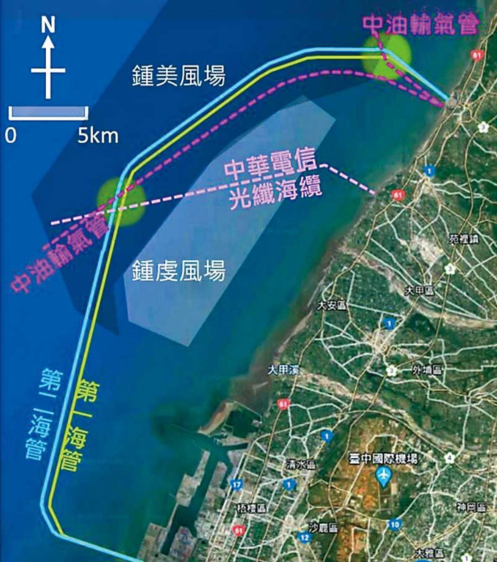 為滿足天然氣發電需求，台電計畫興建台中港到苗栗通霄的海底輸氣管線。（翻攝環境資訊中心）