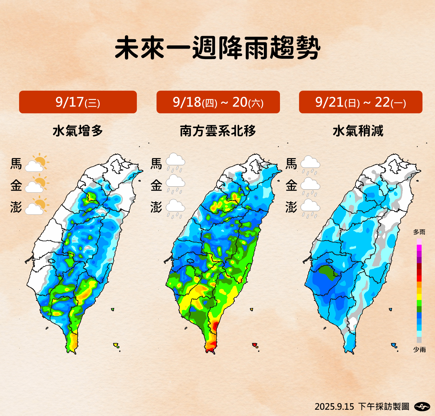▲▼未來一周天氣趨勢。（圖／氣象署提供）