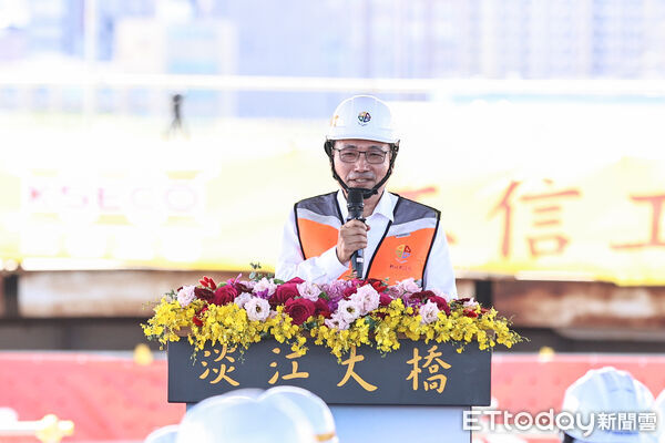 ▲新北市長侯友宜出席「淡江大橋合龍典禮」。（圖／記者林敬旻攝）
