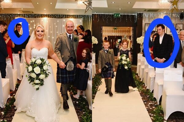 ▲▼婚禮現場出現陌生高壯男，夫妻一度以為是跟蹤狂，4年後真相曝光。（圖／翻攝臉書／Dazza）
