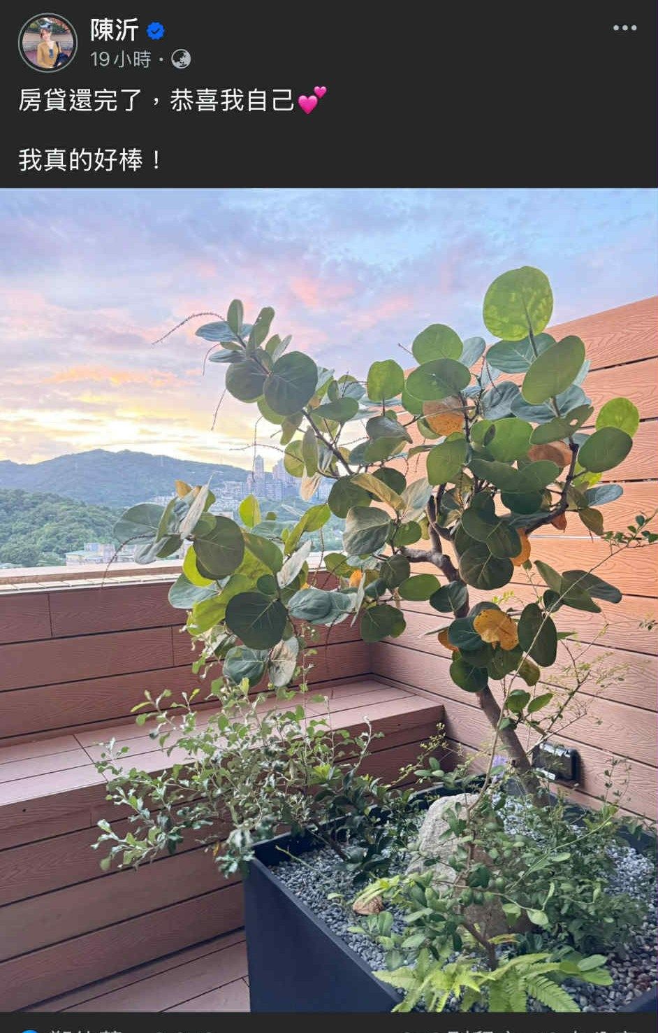 ▲▼陳沂還完房貸。（圖／翻攝自臉書）