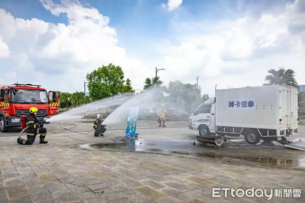 ▲因應國慶焰火在南投，縣府消防局實施災害搶救演練。（圖／南投縣政府提供，下同）