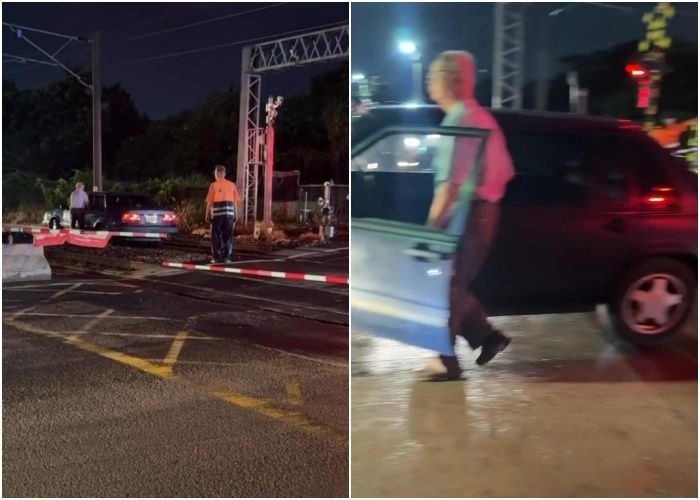 ▲▼高雄煉油廠平交道出包，老翁違規闖道害台鐵急停。（圖／翻攝自Threads／m0412920）