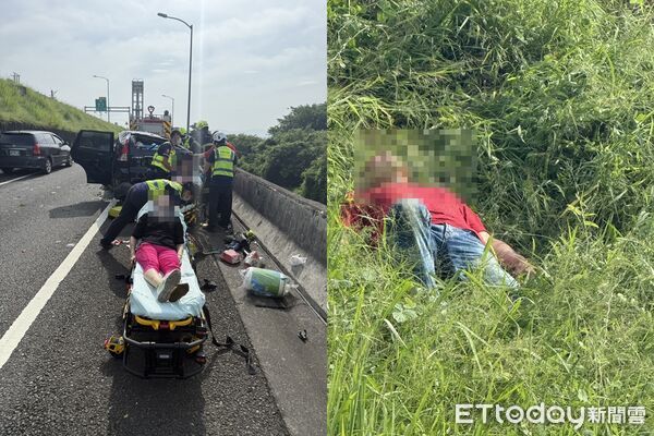 ▲國6舊正交流道發生車輛翻覆事件，現場5人受傷。（圖／記者游瓊華翻攝）