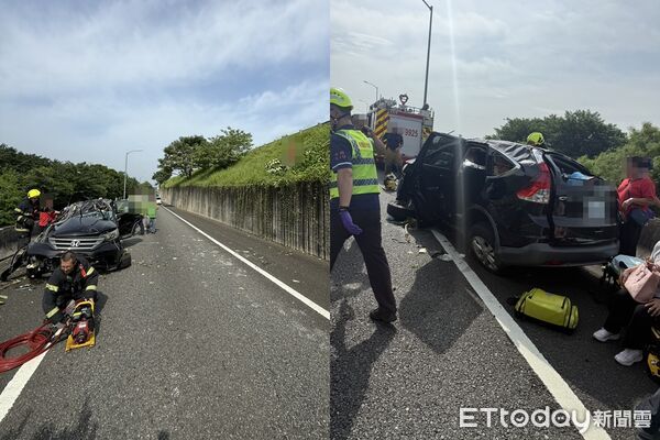 ▲國6舊正交流道發生車輛翻覆事件，現場5人受傷。（圖／記者游瓊華翻攝）