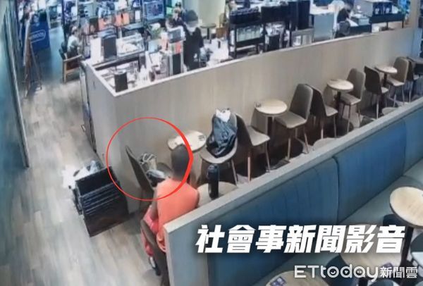 ▲▼張男在台鐵新左營站路易莎咖啡店偷竊員工背包，過程全被監視器錄下，警方花2小時逮到人。（圖／翻攝社會事新聞影音）