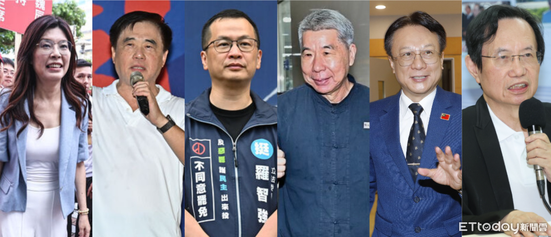 ▲國民黨主席參選人左起鄭麗文、郝龍斌、羅智強、張亞中、卓伯源、蔡志弘。（圖／資料照）