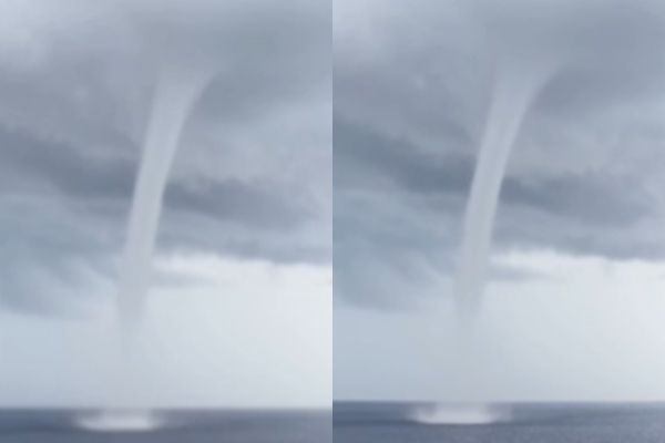 ▲▼小琉球海面出現水龍捲。（圖／翻攝臉書／台灣颱風論壇｜天氣特急）