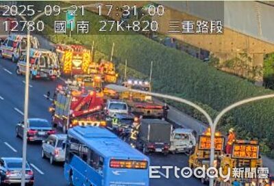快訊/國1北上三重交流道5車追撞 5人輕傷3人送醫