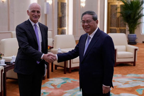 ▲▼美國民主黨眾議員亞當史密斯見中國國務院總理李強。（圖／路透）