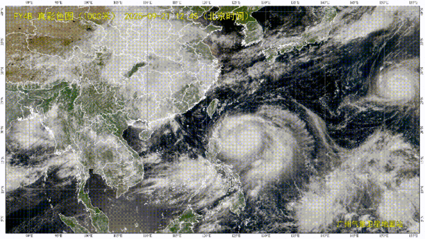 ▲「樺加沙」颱風朝大陸廣東直撲前進。（圖／翻攝廣東天氣）