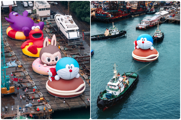 ▲「維港海上大巡遊」哆啦A夢、KAWS & 芝麻街、奶昔大哥及LABUBU，四大巨型氣偶將於10月25日齊聚香港,維港海上大巡遊。（圖／AllRightsReserved提供）