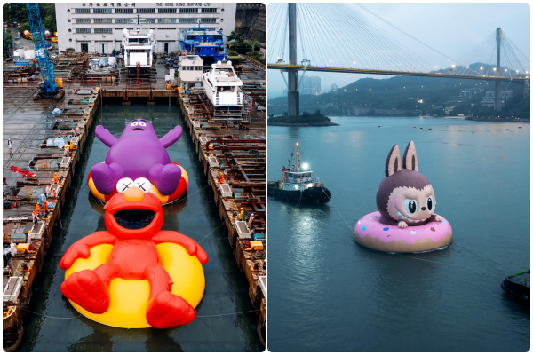 ▲「維港海上大巡遊」哆啦A夢、KAWS & 芝麻街、奶昔大哥及LABUBU，四大巨型氣偶將於10月25日齊聚香港,維港海上大巡遊。（圖／AllRightsReserved提供）
