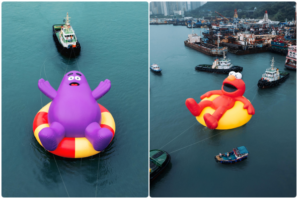 ▲「維港海上大巡遊」哆啦A夢、KAWS & 芝麻街、奶昔大哥及LABUBU，四大巨型氣偶將於10月25日齊聚香港,維港海上大巡遊。（圖／AllRightsReserved提供）