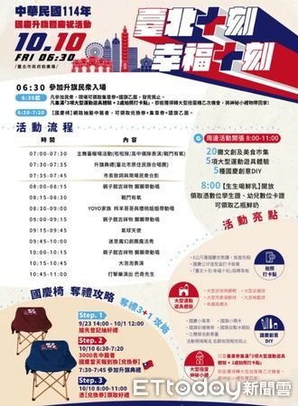 ▲台北市國慶升旗暨慶祝活動流程。（圖／台北市民政局提供）