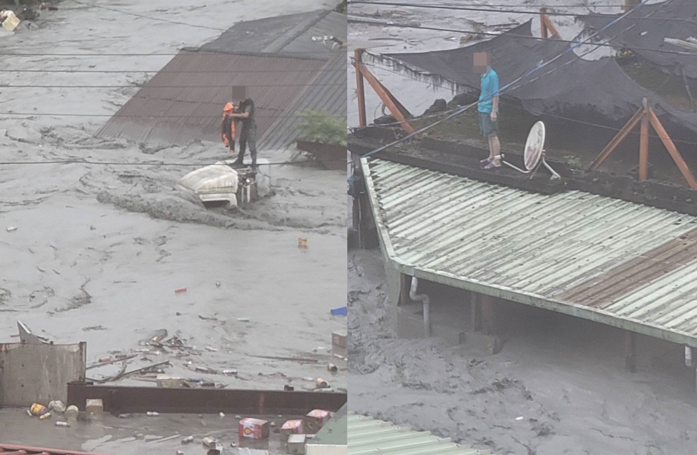 ▲樺加沙颱風襲台，花蓮馬路成河，許多汽車被洪水沖走。（圖／翻攝自記者爆料網）
