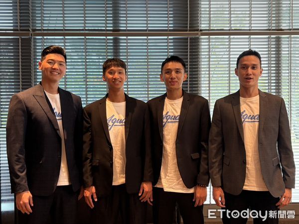 ▲高雄全家海神李偉誠、胡瓏貿、蘇文儒、施晉堯、余純安。（圖／記者杜奕君攝）