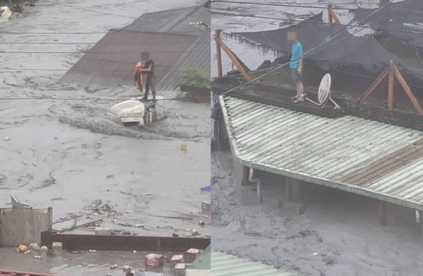 ▲樺加沙颱風襲台，花蓮馬路成河，許多汽車被洪水沖走。（圖／翻攝自記者爆料網）