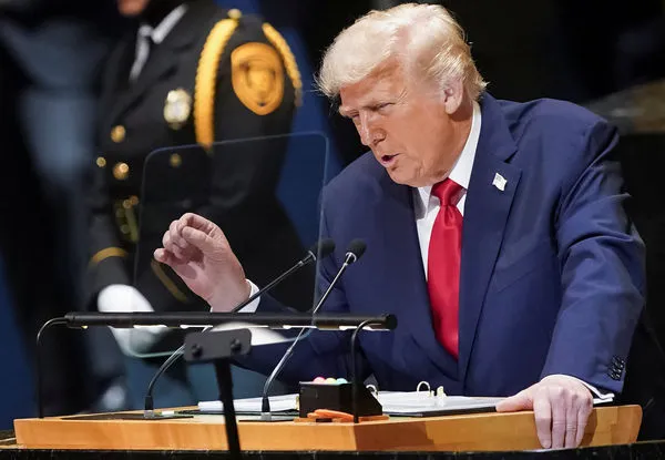 ▲▼美國總統川普（Donald Trump）23日在聯合國大會（United Nations General Assembly）發表演說。（圖／路透）