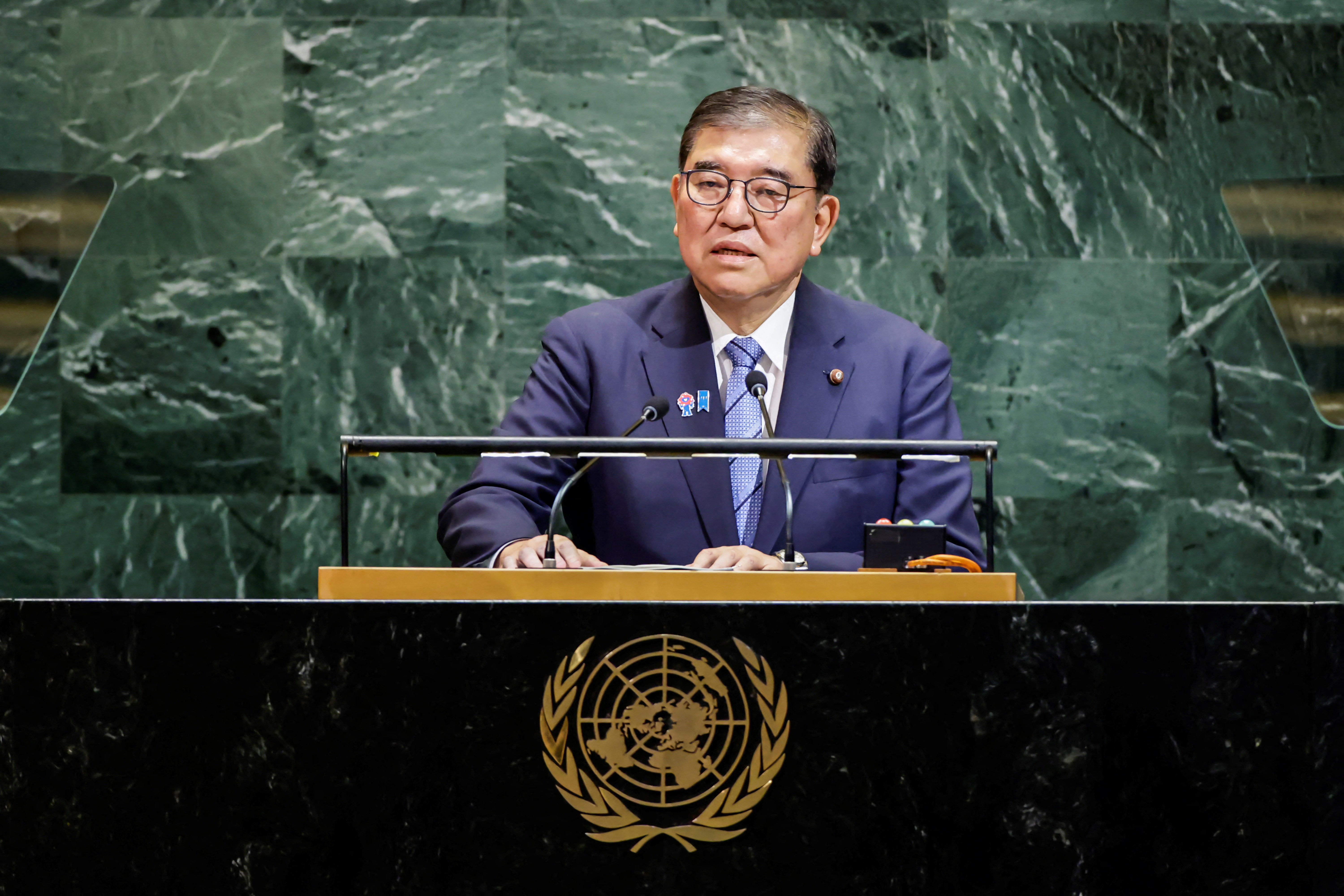 ▲▼日本首相石破茂於聯合國大會發表演說。（圖／路透）