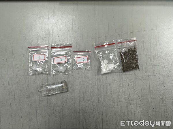 ▲▼江男被壓制逮捕，在他身上起獲4種毒品             。（圖／記者陳以昇翻攝）