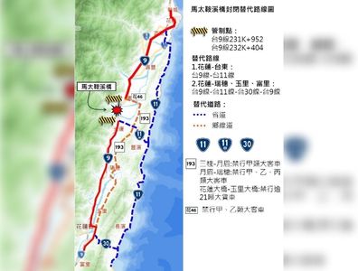 台9線馬太鞍溪橋遭沖毀封閉　一圖看懂替代路線