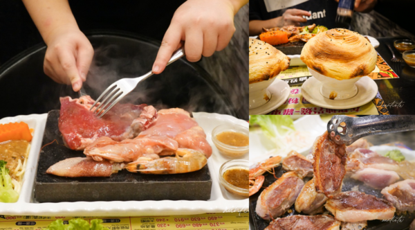 ▲▼宜蘭羅東「邦迪岩燒餐廳」，400度高溫石板牛排自己煎，香濃螺旋酥皮濃湯！。（圖／部落客水晶提供）