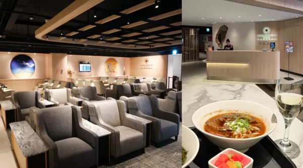 ▲▼松山機場五月新開幕「環亞貴賓室」，牛肉麵、鹹豆漿，各種台味小吃端上桌。（圖／部落客水晶提供）