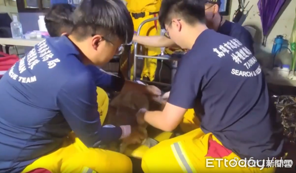 ▲高雄特搜救援深陷泥巴狗狗。（圖／翻攝自Theads@kaohsiung_city）