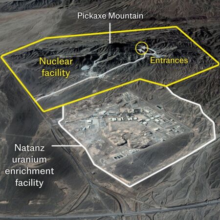 ▲▼伊朗正持續在名為「十字鎬山」（Kuh-e Kolang Gaz La,or Pickaxe Mountain）的場址興建一座更深的軍事設施。（圖／翻攝自X）