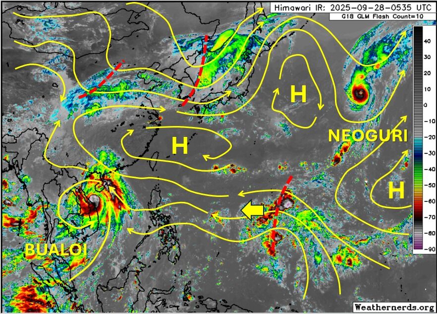 ▲關島東風波動蠢蠢欲動，新颱風恐在10月初生成。（圖／翻攝自Facebook／帳天氣職人-吳聖宇）