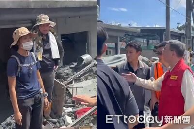 卓榮泰視察光復災區　民眾站土石堆激動喊：要推土機！