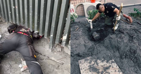 水電師傅為了關瓦斯冒險鑽進圍欄。（圖／翻攝自吳沛憶Threads）