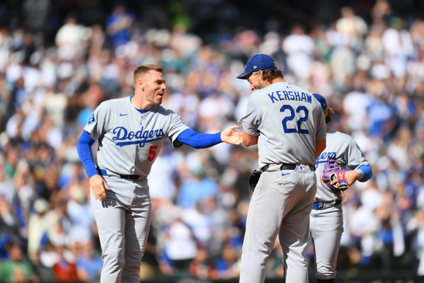 ▲傳奇落幕！克蕭例行賽最後登板　弗里曼換投全場致敬。（圖／路透，下同）