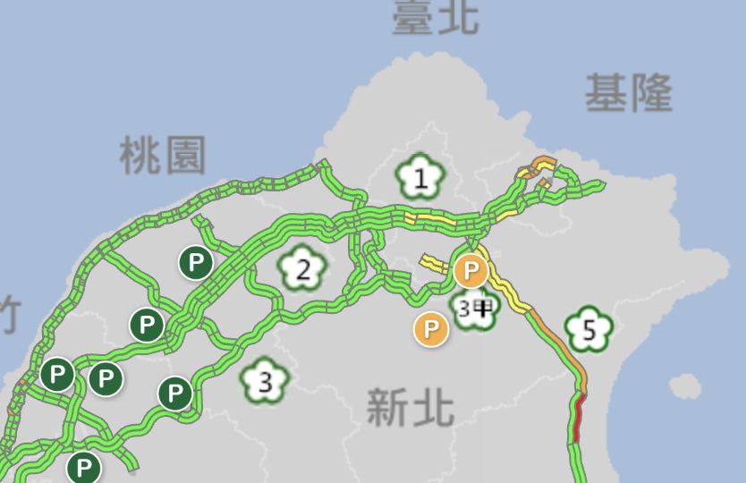 ▲▼國道5號北向路段已出現車潮。（圖／取自高公局1968網站）