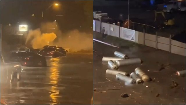 ▲▼暴雨成災4死！美礦業小鎮「上千罐瓦斯」到處漂　居民爬屋頂求救。（圖／翻攝X@WeatherMonitors）