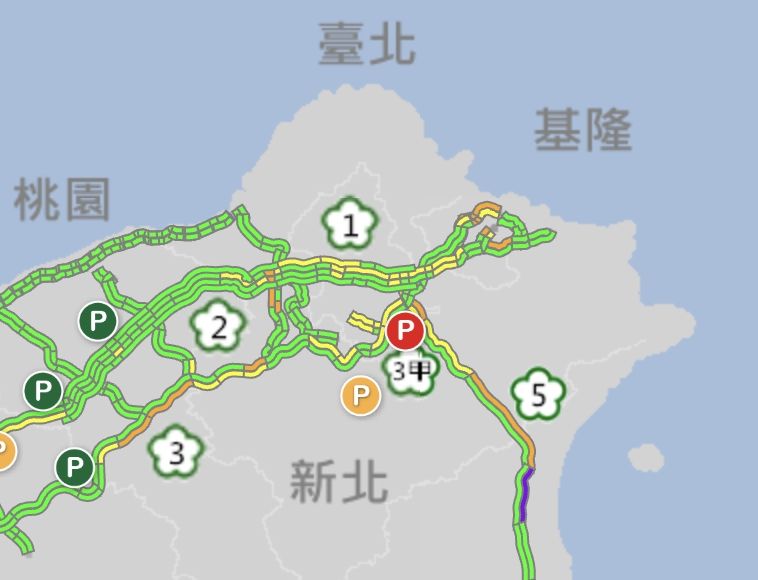 ▲▼國道5號北向路段已湧車潮。（圖／取自高公局1968網站）