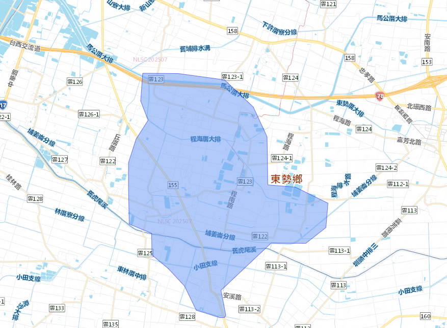 ▲▼雲林縣/四湖鄉/施湖村、安溪路、東庄路。東勢鄉/程海村、程南路、程海路。臺西鄉/牛厝村、泉州村、成功、丘厝、泉州、舊泉州。（圖／台灣自來水公司）