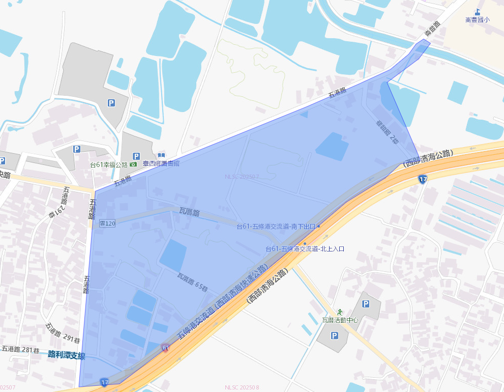 ▲雲林縣/臺西鄉/五港村、永豐村、五港路、崙豐路、瓦厝路。（圖／台灣自來水公司）