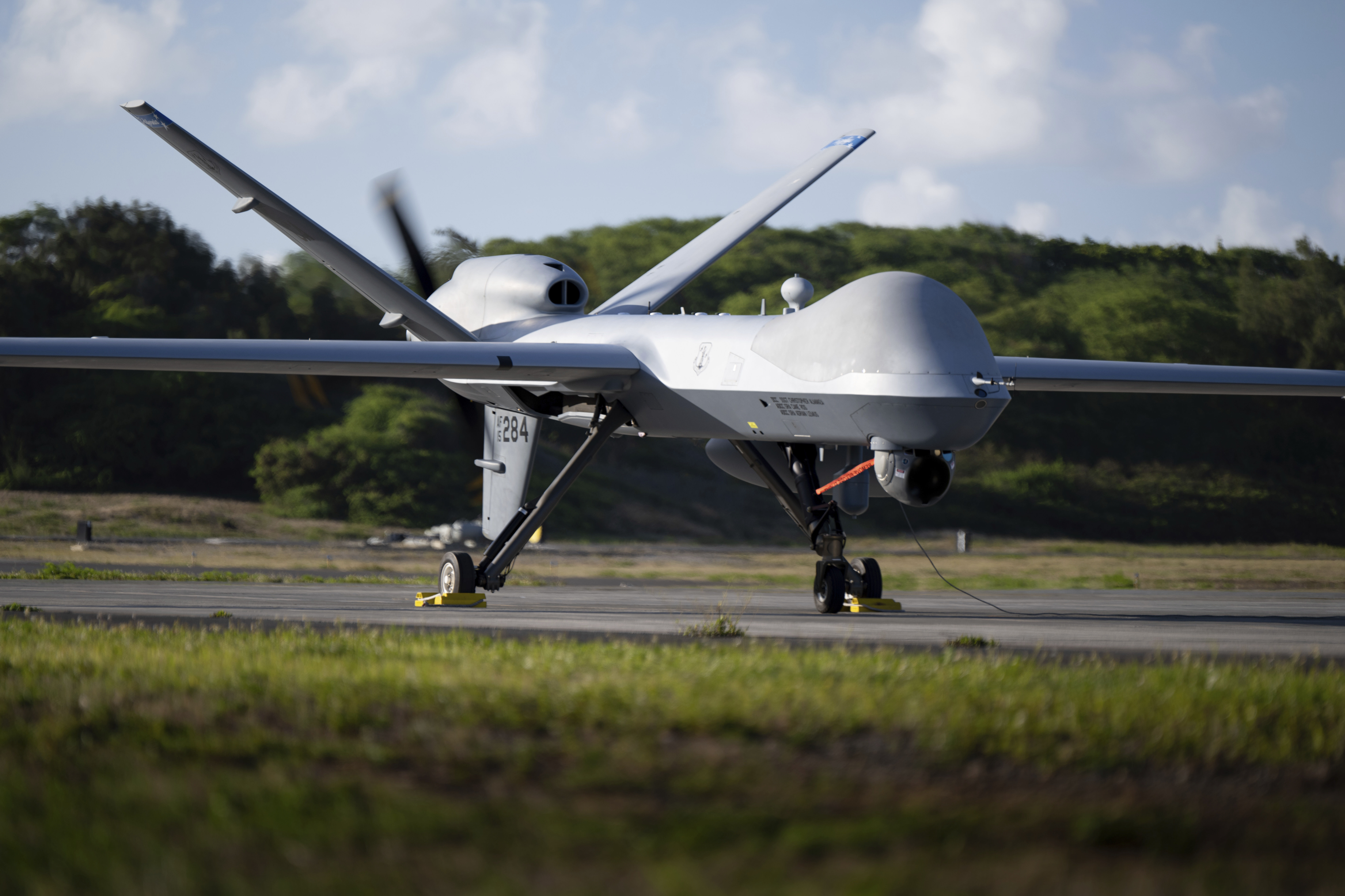 ▲▼駐韓美軍在南韓群山基地正式部署MQ-9「死神」（Reaper）多用途無人機。（圖／達志影像／美聯社）