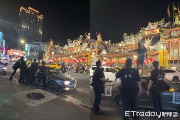 ▲▼             饒河夜市有男子不顧員警制止，站在車上狂吼「不要過來」。（圖／Threads@qingyuyu_tarot）