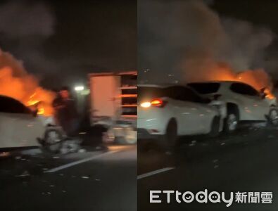 快訊／國一4車連環撞！南下高科段「火燒車」濃煙竄天　傷亡不明
