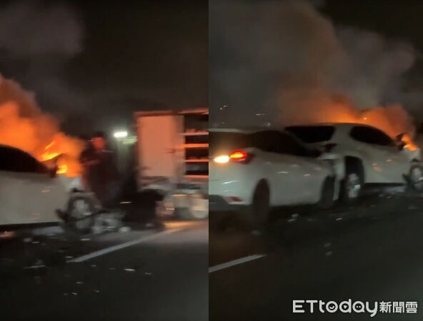 ▲國道一號340K發生連環追撞事故。（圖／民眾提供）