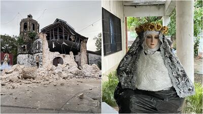 6.9強震震垮大教堂! 聖人像「矗立瓦礫堆」毫髮無傷