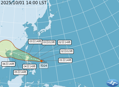 ▲▼熱帶性低氣壓。（圖／氣象署提供）