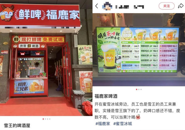 ▲▼蜜雪冰城與福鹿家。（圖／翻攝小紅書）